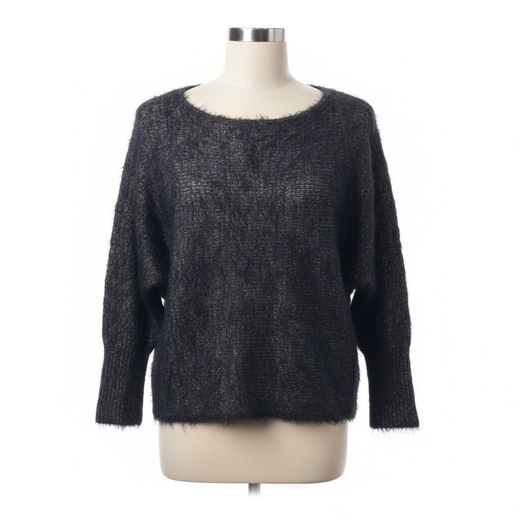 527 Jennifer Lopez | NWOT Black & Gold Metallic Fuzzy Dolman Sweater (size XS/S) - Picture 3 of 14